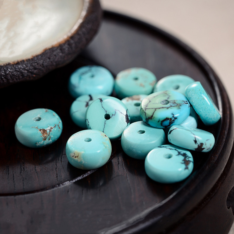 原矿高瓷绿松石隔片散珠垫片 文玩手串隔珠金刚星月菩提配饰-阿里巴巴