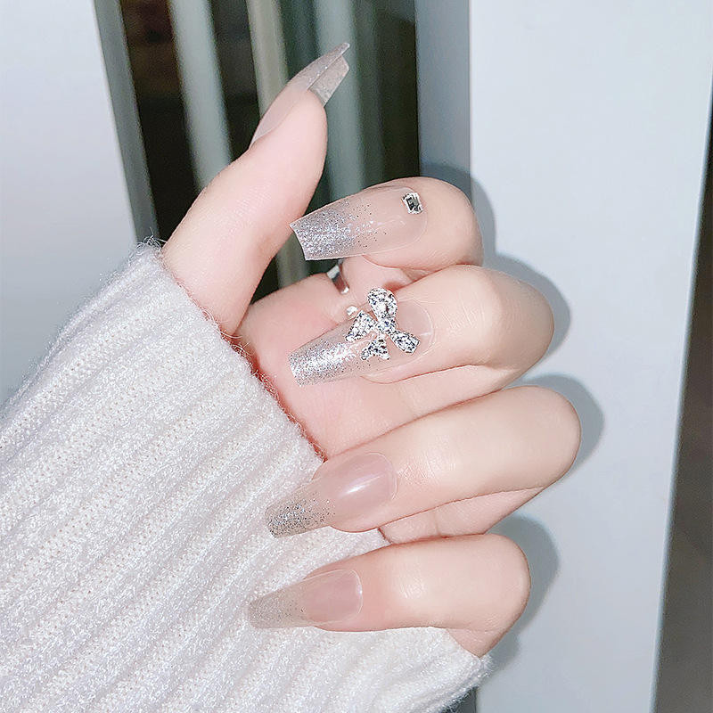 穿戴甲透明蝴蝶渐变假指甲成品可拆卸穿戴甲高级多色nail美甲贴片