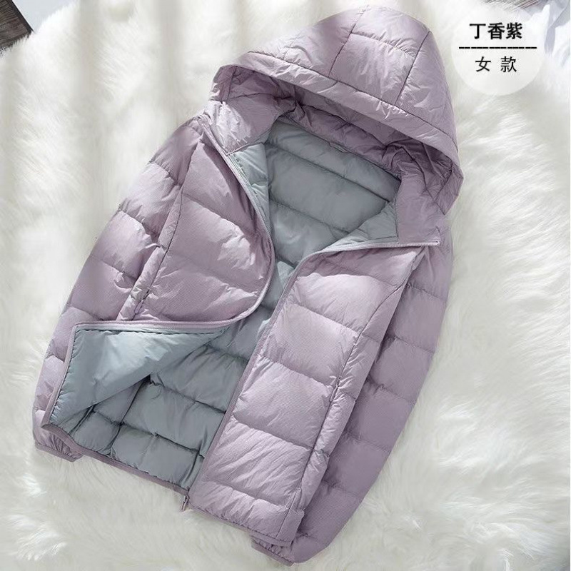 2025年冬季新款轻薄羽绒服男女短款连帽轻便薄款灰鸭绒大码外套