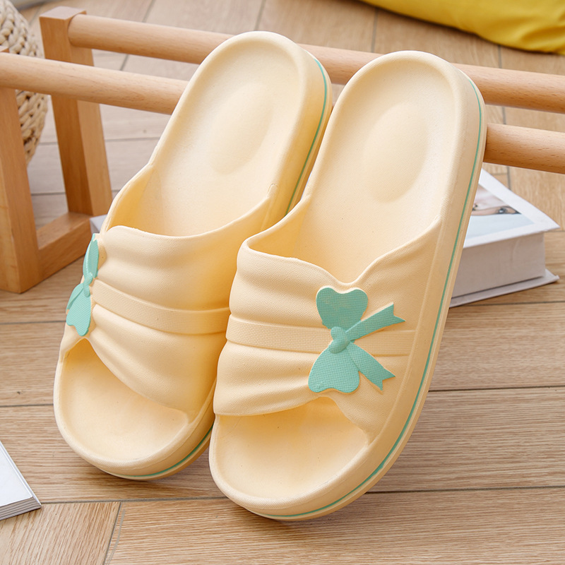 Women's Slippers 2023 Summer New Bowknot Refreshing Stylish Women's Sandals with Shit Feeling Interior Home Bathroom Word