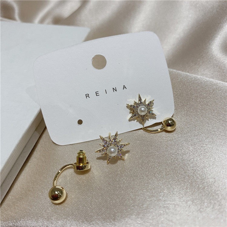 Korea Dongdaemun Six-Pointed Star Zircon Stud Earrings Design Creative Detachable Two-Way Earrings Earrings for Women