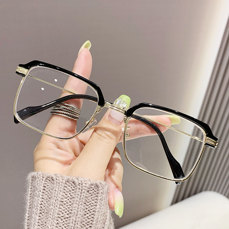 Anti Blue-Ray Myopia Glasses New High-Profile Figure Eyebrow Men's Hd Myopia Glasses Semi-Rimless Glasses Frame Myopia Finished Product