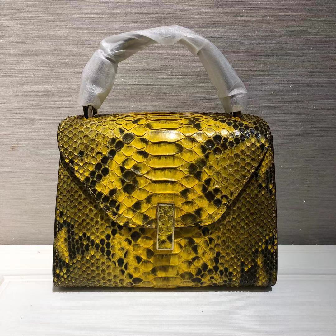 新款蟒蛇皮手提包彩色真蟒蛇皮女士单肩包时尚潮流斜跨包休闲女包