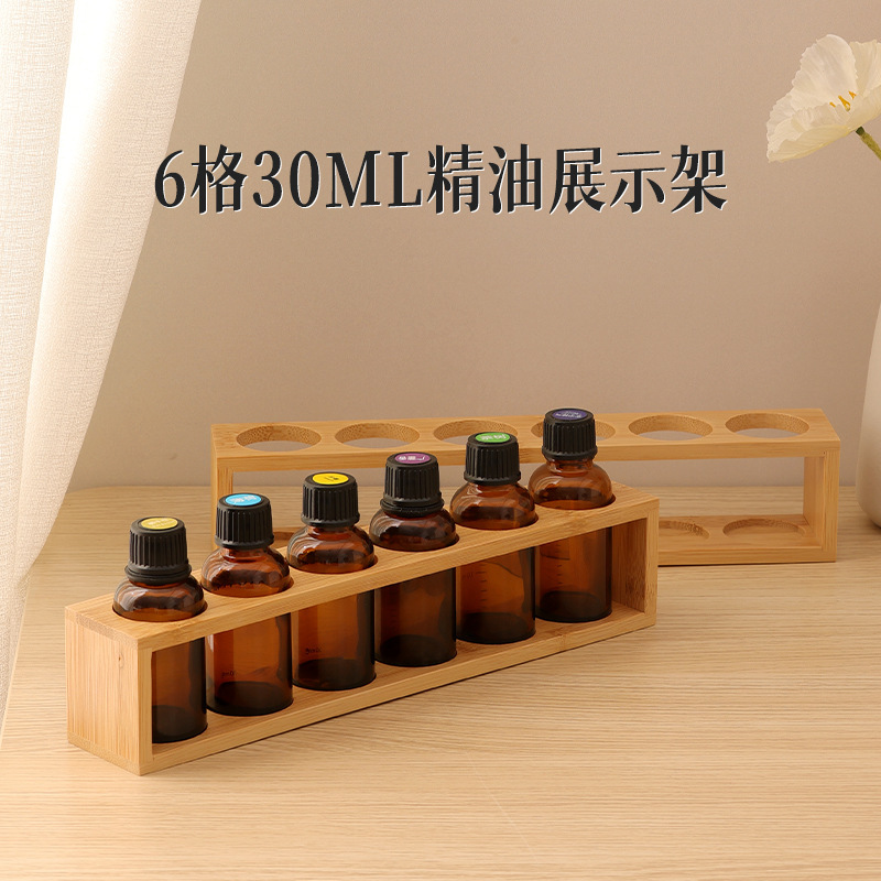 6-Hole Essential Oil Bottle Solid Wood Base Table Setting Display Stand Shopping Mall Aromatherapy Oil-Point Bottle Display Stand