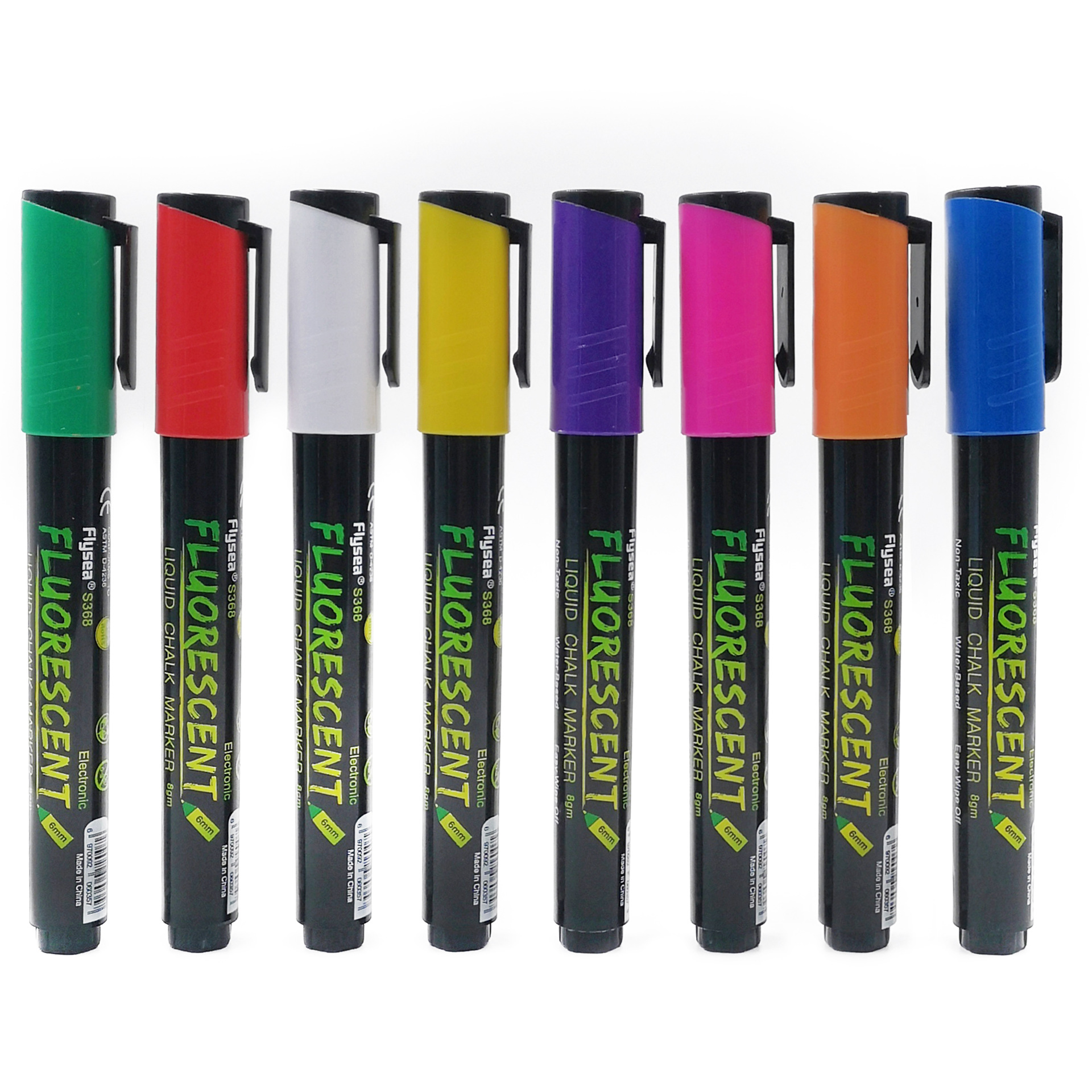 Yuanyang 6mm in Stock Wholesale Electronic Fluorescent Screen Special Pen Erasable Liquid Chalk Dust-Free 8 Colors Customizable Logo