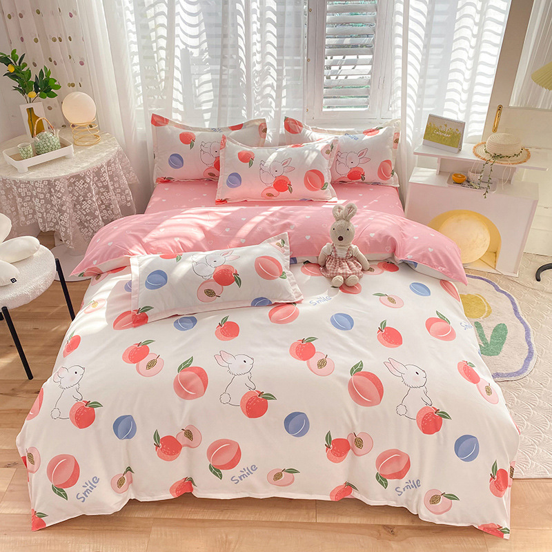 Genuine Goods Fresh Four-Piece Thickened Cotton Sander Quilt Three-Piece Washed Cotton Full Student Dormitory Bed Sheet