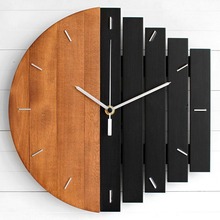 爆款 抽象工业风简约创意大挂钟客厅卧室墙面壁木制时钟石英钟表
