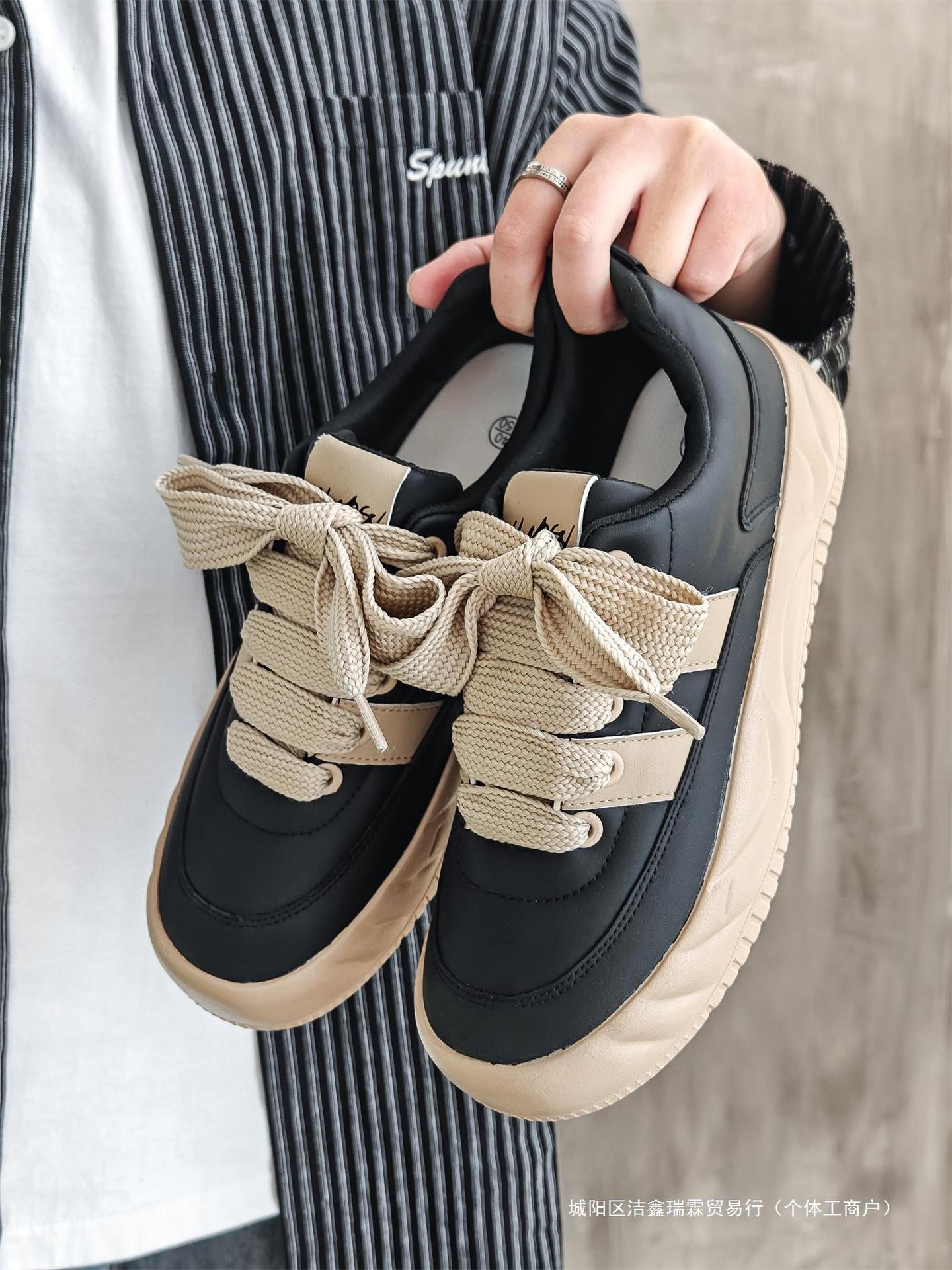男鞋子潮鞋2024春夏超纤皮小白鞋低帮男生板鞋韩版百搭厚底运动鞋
