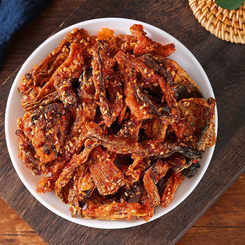 500g狭鳕鱼皮即食甜辣鱼皮香酥麻辣散装小吃酥脆网红休闲解馋零食
