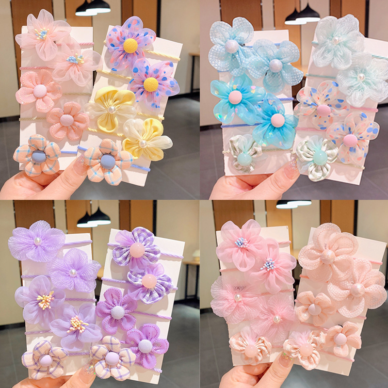 Children's Hair Band Cute Flowers Rubber Band Girls' Baby Headdress Bow Little Girl Hair Accessories Hairtie Does Not Hurt Hair