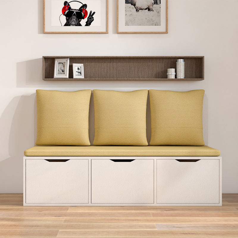 卡座家用餐厅靠墙布艺沙发客厅现代简约抽屉储物柜舒适小户型