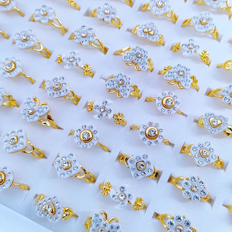 New Diamond Full Diamond Rhinestone Ring Fashion Elegant Heart Butterfly Mixed Girls Index Finger Ring Ornament Wholesale