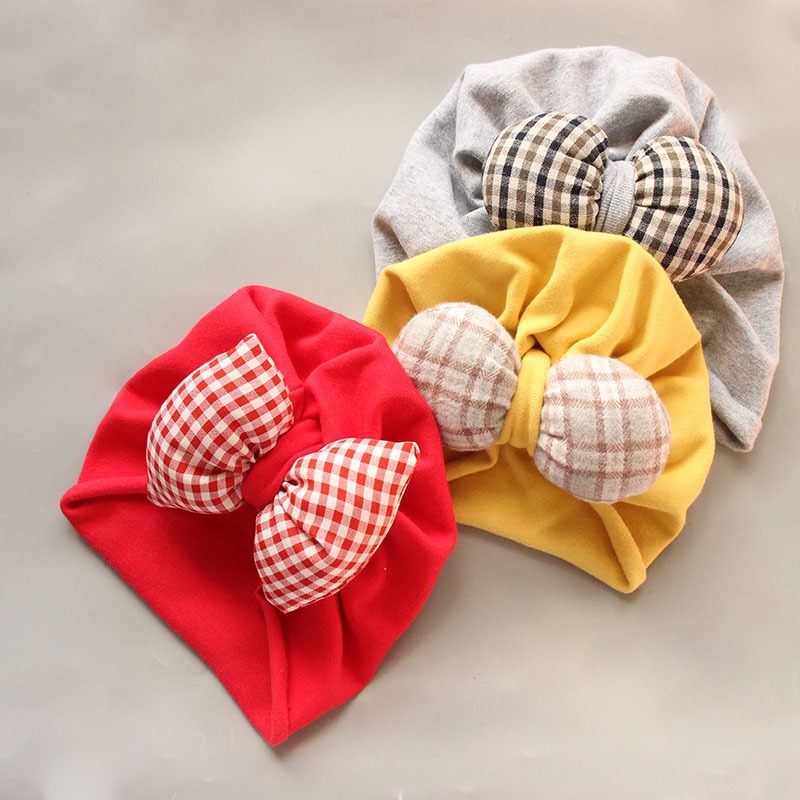 婴儿帽子女宝宝超萌可爱冬胎帽新生儿无骨蝴蝶结保暖儿童印度帽