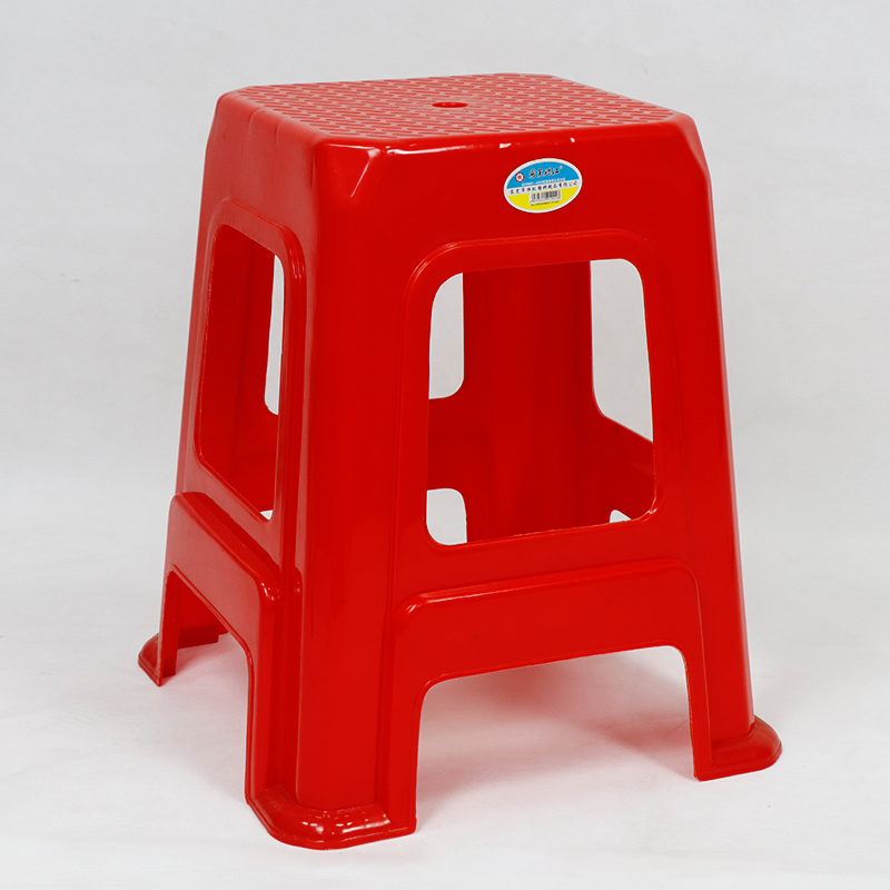 批发珠江加厚塑料凳子红色凳pe新料餐桌高凳大人餐椅方凳家用胶凳