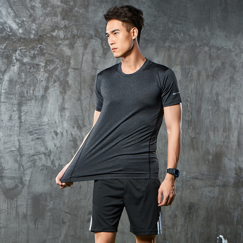 运动套装男士夏季冰丝短袖t恤两件套健身宽松衣服休闲跑步运动服