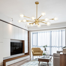 SQ北欧客厅灯具魔豆玻璃球个性创意轻奢后现代简约金色卧室餐厅吊