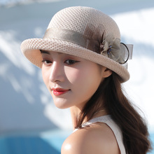 防晒帽子女士夏季时尚优雅太阳帽英伦复古赫本风卷边新款礼帽女