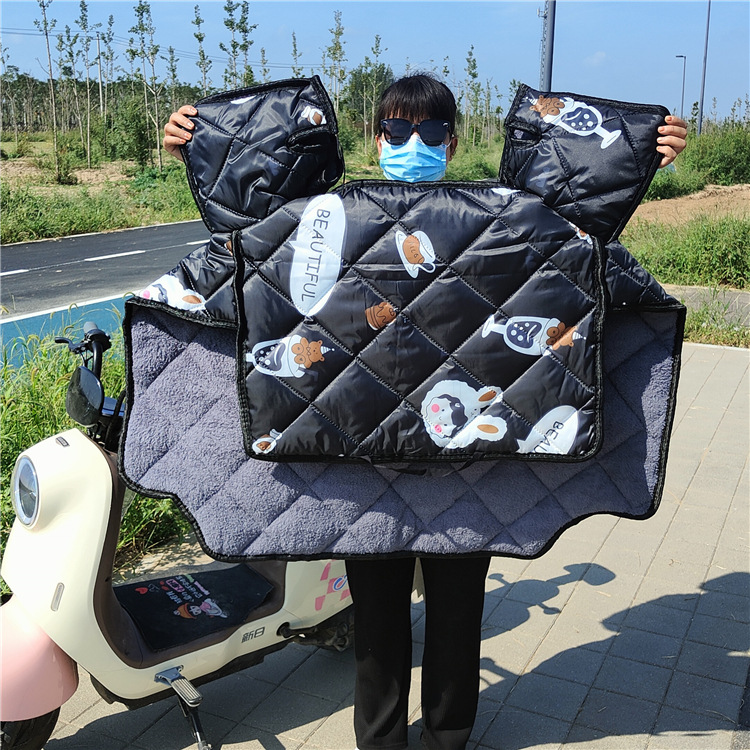 电动车挡风被冬季加绒加厚电瓶车挡风披侧翼加大连体冬季挡风被