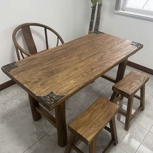 老榆木桌子复古茶桌实木桌子书桌餐桌吧台长桌阳台桌民宿家用椅子
