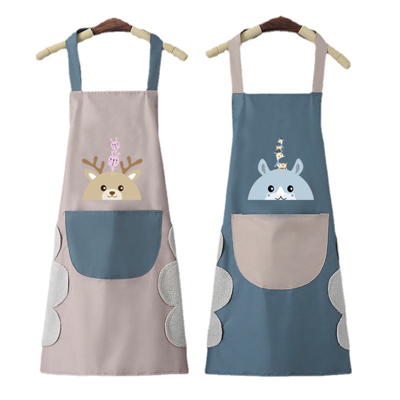 Tiktok Same Creative Erasable Hand Apron Internet Celebrity Kitchen Waterproof Sleeveless Overalls Adult Smock