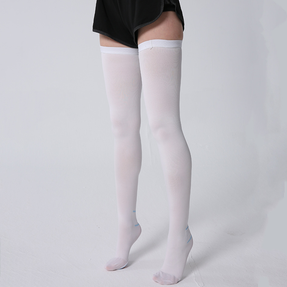 Antithrombotic Pressure Band Vein Stretch Socks Postoperative Free Nursing Compression Stockings Grade I White Long Tube Hold-Ups