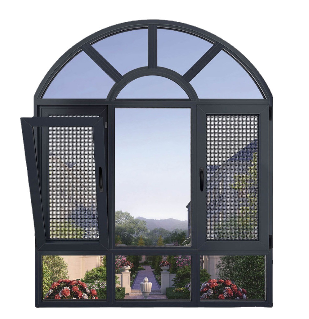 厂家定制铝合金窗防盗封阳台平开窗窗纱一体内开内倒玻璃窗热销