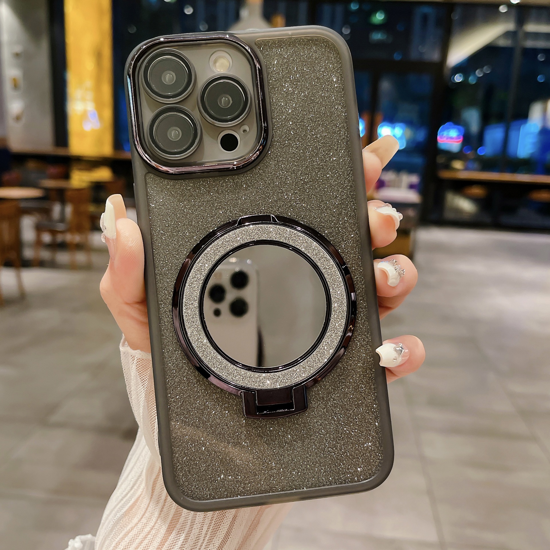 外贸适用opporeno11f手机壳a79透明渐变a58镜子磁吸支架a38全包壳