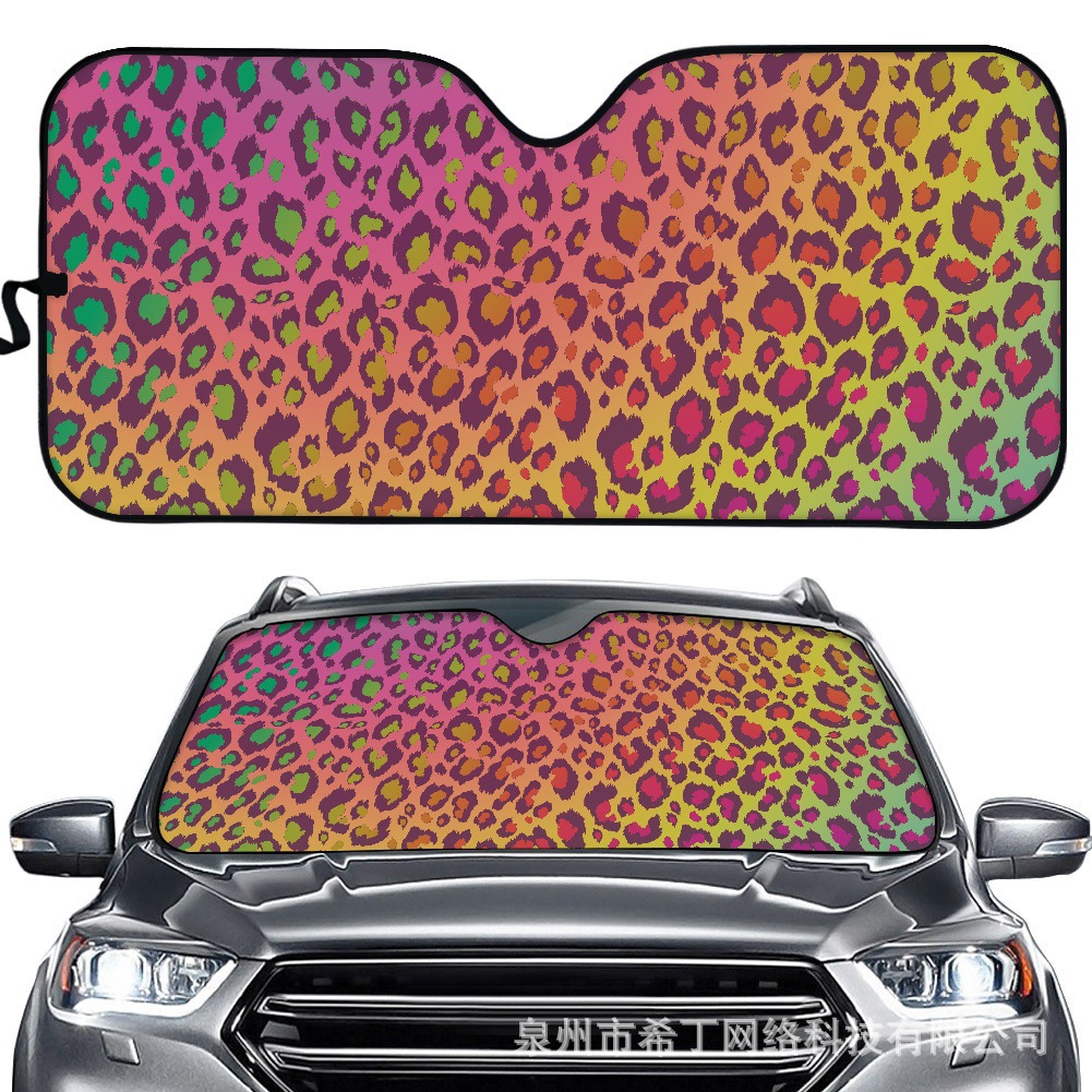 亚马逊新款汽车遮阳板印花彩色纹理汽车遮阳挡印制logo广告一件发