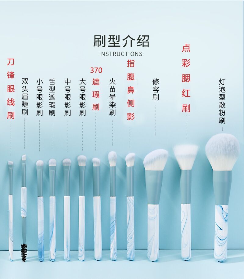 商品描述名称2花样晴空化妆刷名称1晴空化妆刷名称312支化妆刷套装