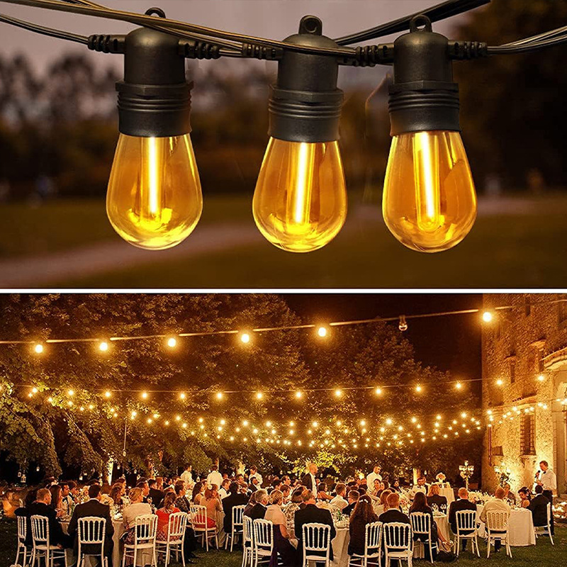 Cross-Border E-Commerce Hot-Selling Product S14 Lighting Chain Plug-in Type LED Globe Tungsten Lamp Outdoor Camping Ambience Light Christmas Festival