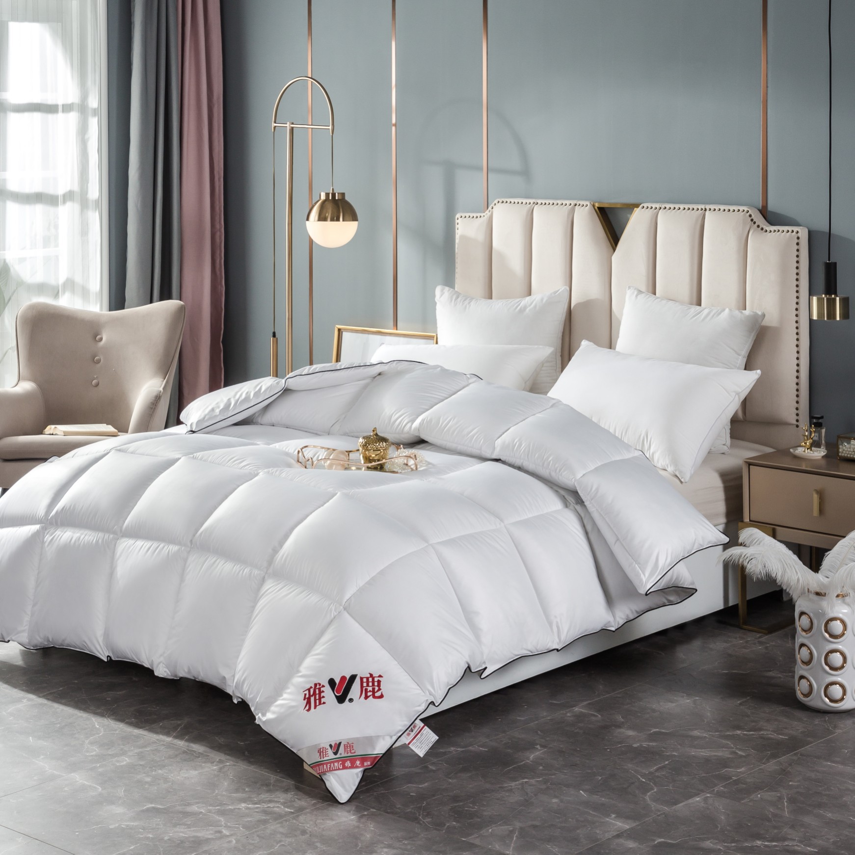 批发雅鹿羽丝绒被子秋冬保暖加厚冬被公司礼品被纯色酒店被芯团购