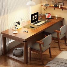 双人书桌学生家用电脑桌客厅写字桌卧室工作台办公桌实木腿桌子