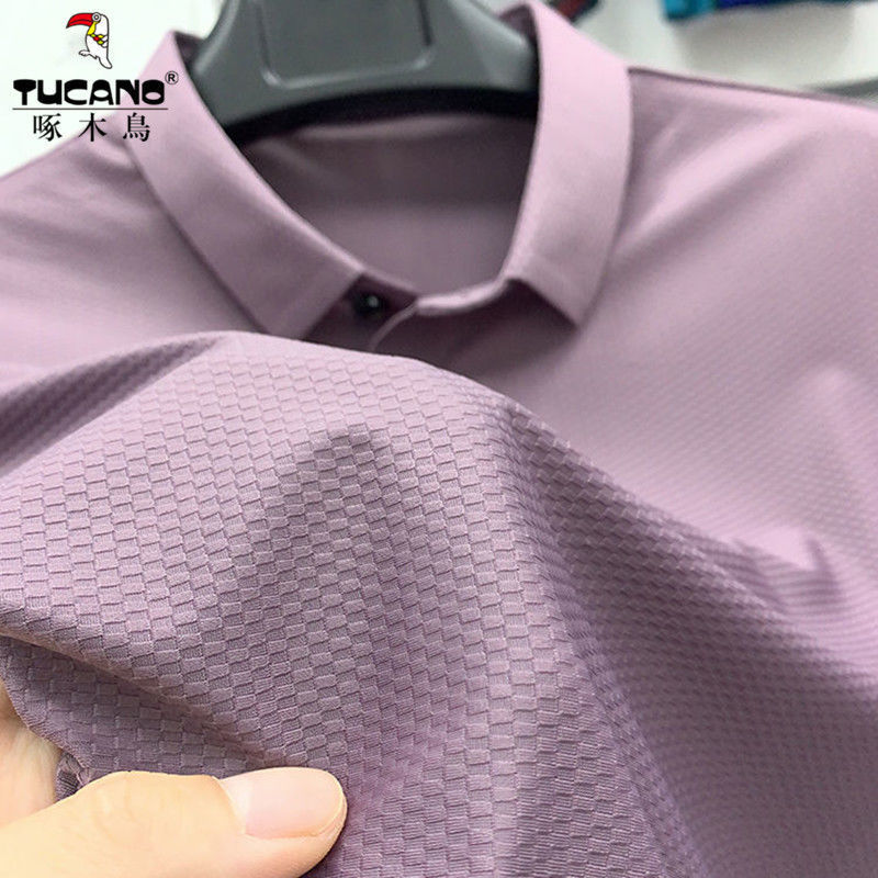 啄木鸟冰丝男t恤爸爸装名牌夏季短袖polo衫男中年高端外贸上衣男