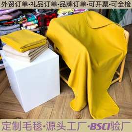 源头厂家定制双面绒毛毯摇粒绒羊绒毯涤纶毯子跨境礼品野餐毛毯