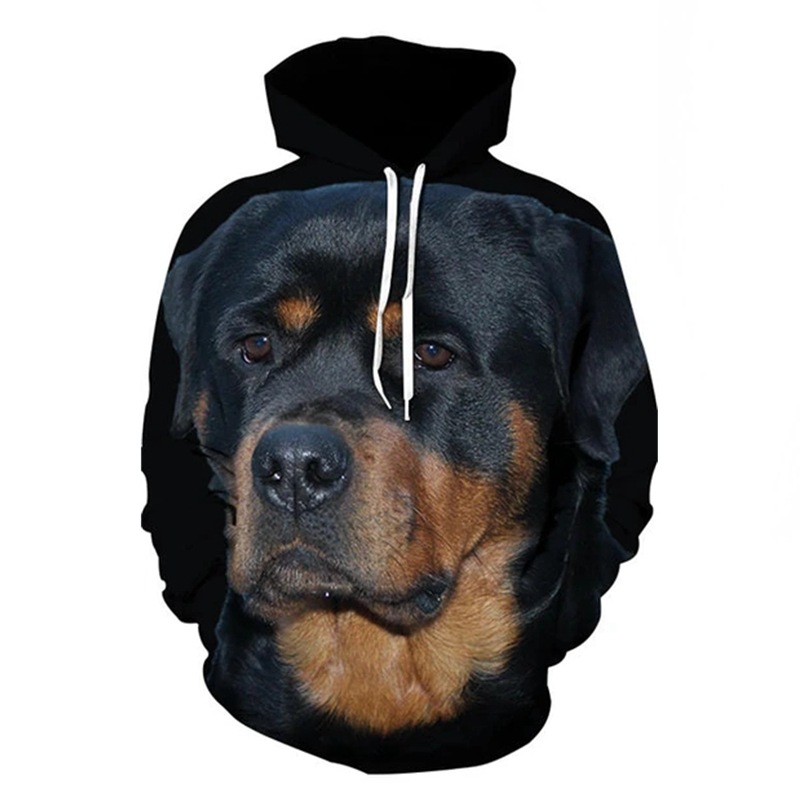 跨境亚马逊 二哈大狗头像动物3d卫衣 套头卫衣女情侣3d连帽衫男装