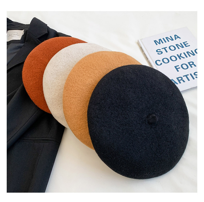 High-Content Wool Beret Autumn Winter Retro Woolen Painting Hat Winter Japanese Hat Women's All-Match Korean Beret Beret