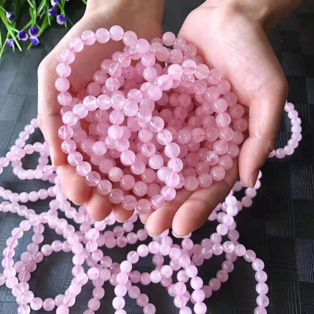 natural powder crystal bracelet madagascar pink crystal bracelet small fresh simple single circle jewelry live gift