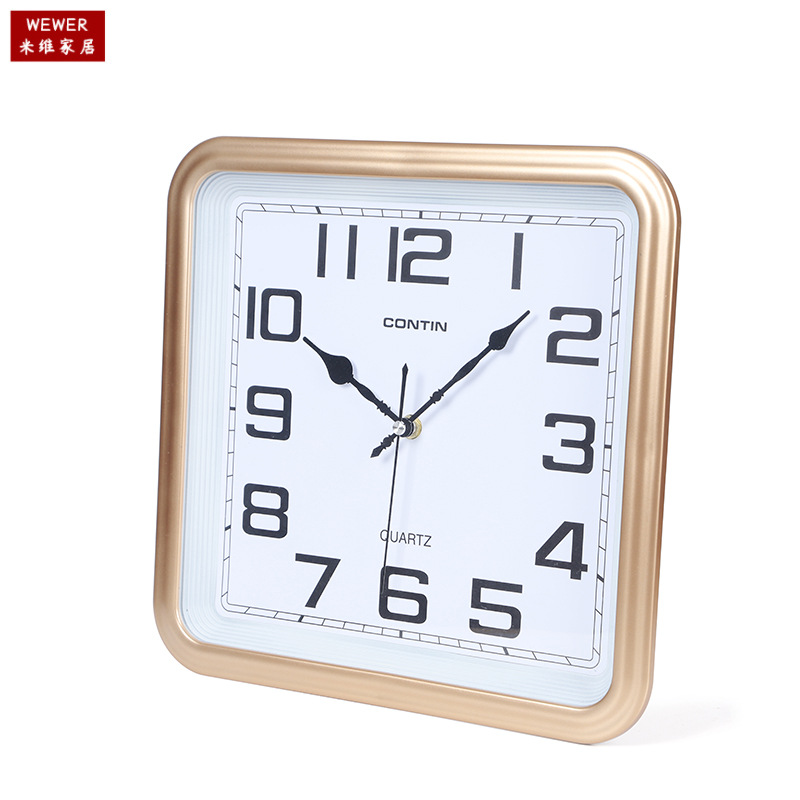 Kangtian Contin Wall Clock Square Chinese Home Office Simple Clear Quartz Clock in Stock Wholesale Foreign Trade