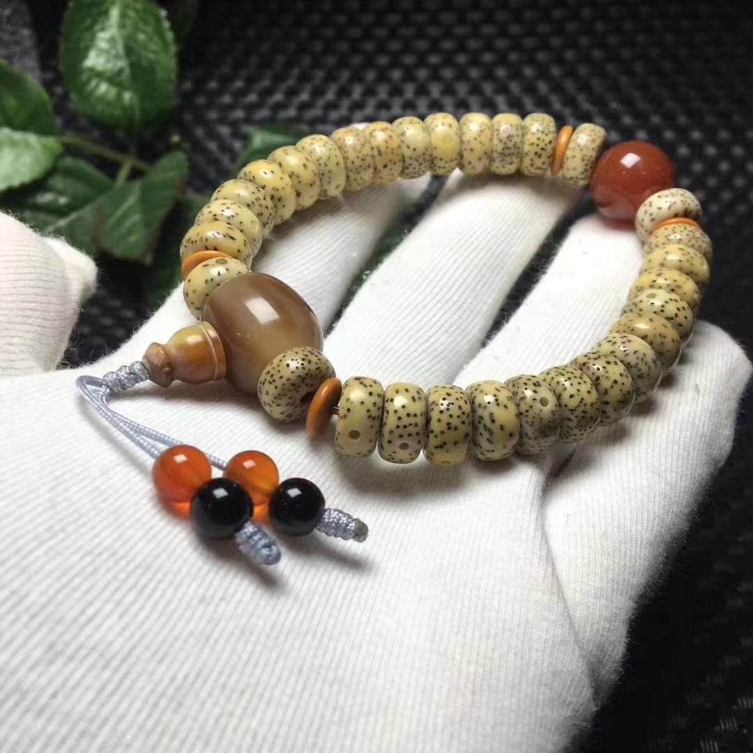 星月菩提手串原生态玉料5*10药片手链 老籽diy佛珠 原色高密菩提