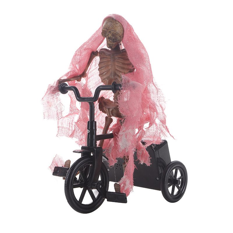 电动三轮车骑车鬼新娘厂家直供逼真仿生整蛊搞怪笼鬼头吊死鬼玩具