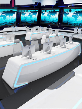 科技感控制台调度台操作台网络监控台烤漆弧形指挥中心领导指挥台