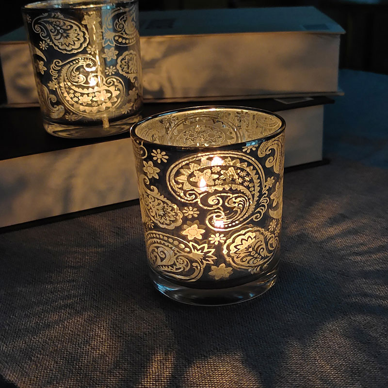 简约现代电镀银色雕花玻璃烛台浪漫家用装饰摆件餐桌蜡烛台批发