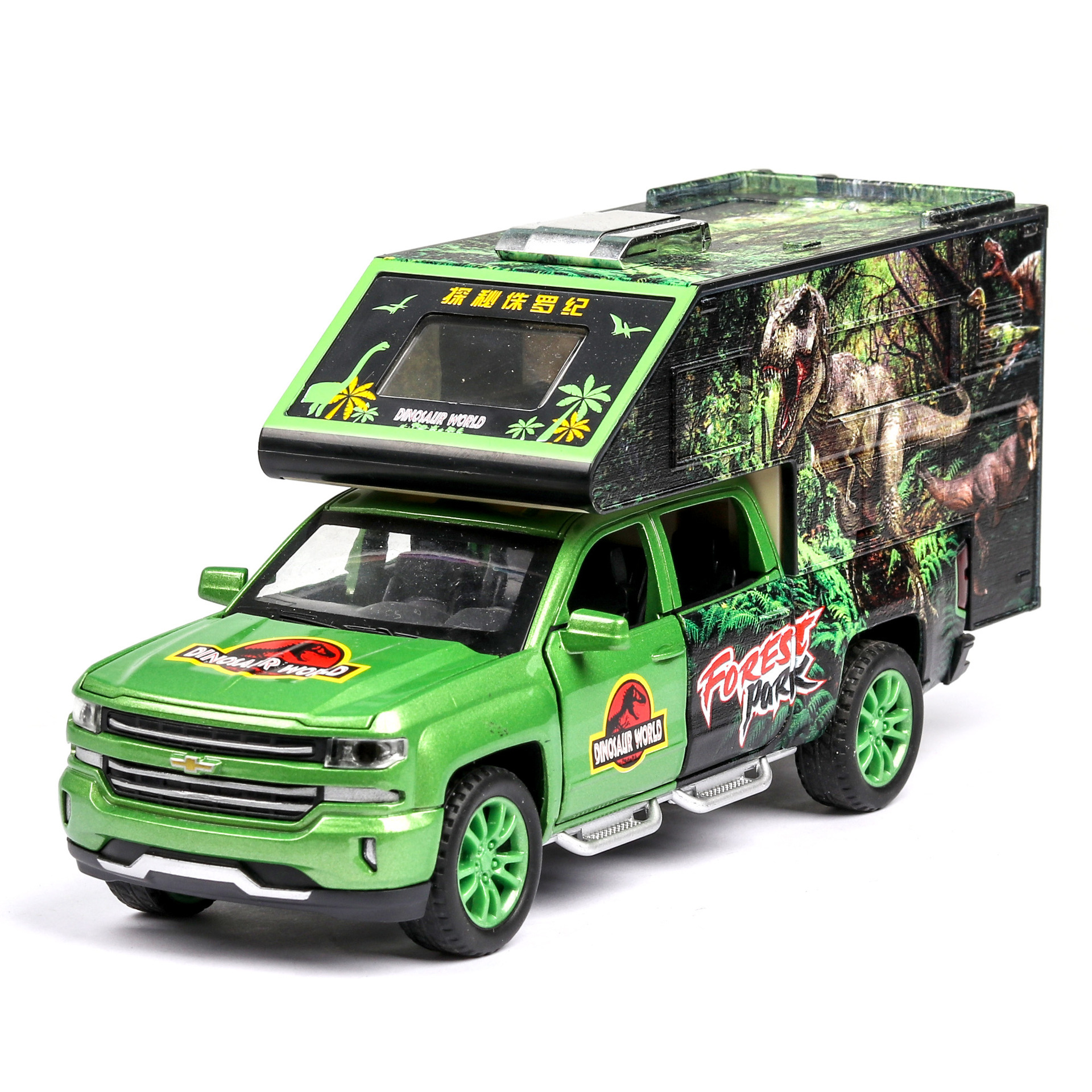 1(散装)仿真1:32恐龙世界霸王龙迅猛龙合金玩具运输车批发代发