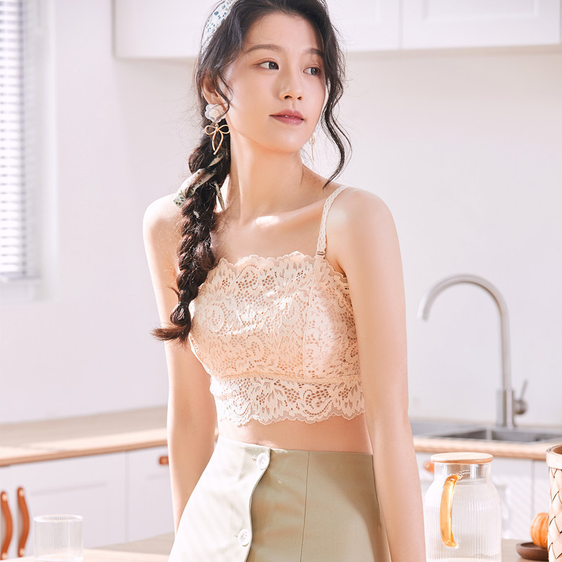 春夏蕾丝法式吊带固定乳胶胸垫内搭女裹胸美背肩带可拆卸内衣抹胸