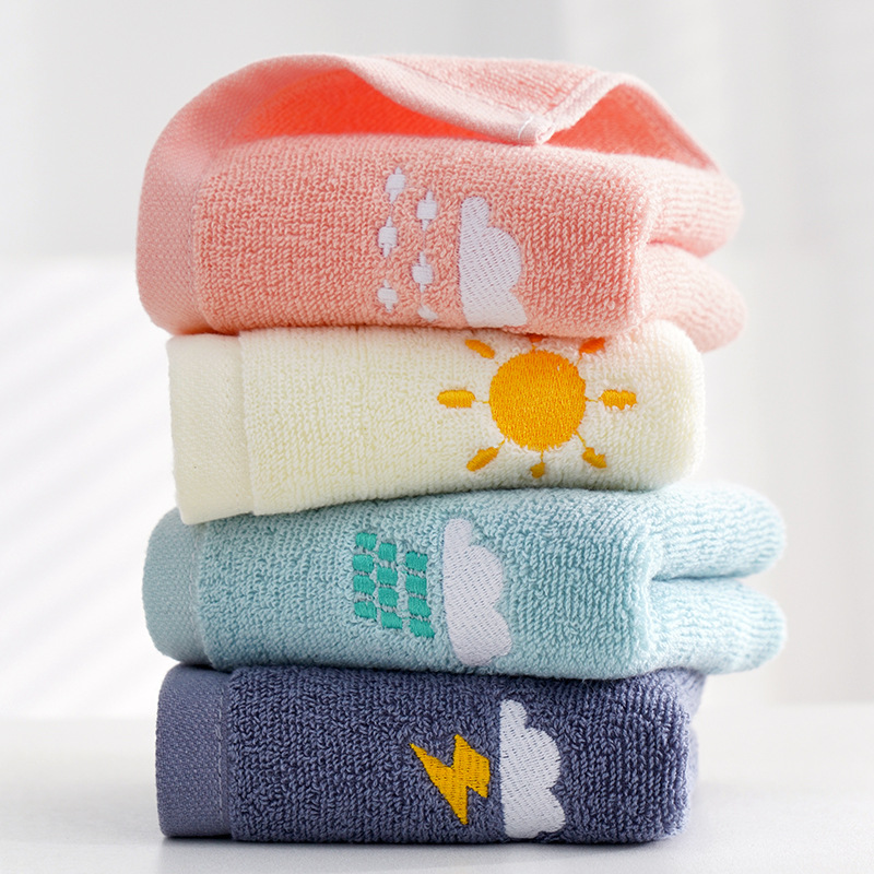 kids‘ towel household pure cotton small tower embroidery weather children towel pure cotton absorbent face washing towel wholesale