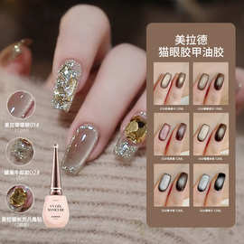美拉德猫眼胶甲油胶秋冬爆闪美甲光疗胶琥珀晶石猫眼胶2025年新款