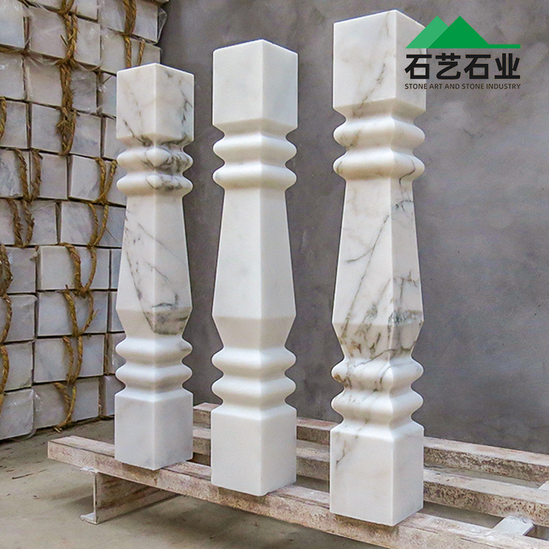 大理石栏杆护栏阳台别墅室外扶手天然汉白玉花瓶柱罗马柱石柱