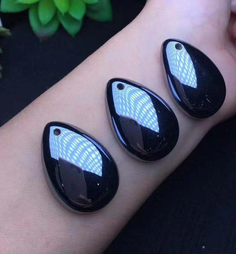 天然太赫兹水滴爱心吊坠 能量石多晶硅男女款锁骨链心形情侣饰品