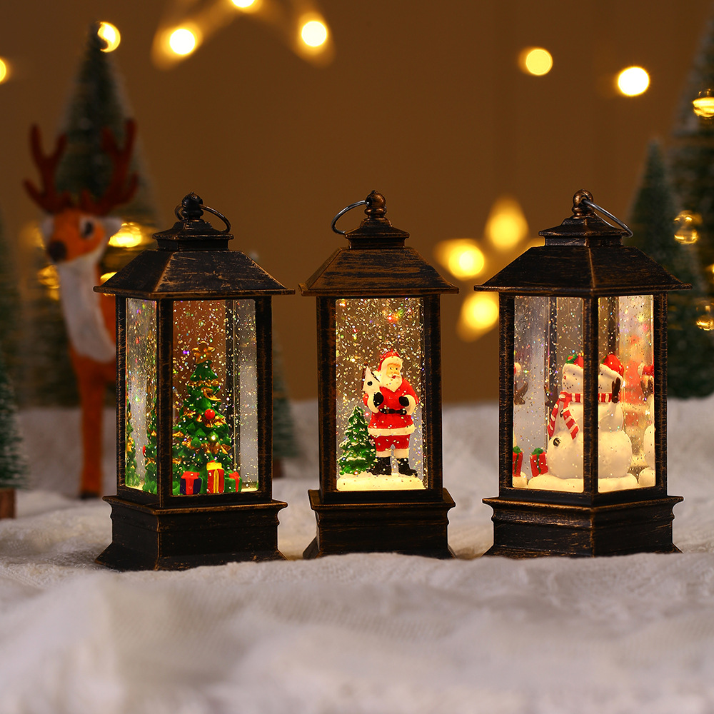 Christmas Decorations Decoration Small Oil Lamp Interior Storm Lantern Christmas Small Storm Lantern Small Night Lamp Portable LED Lamp