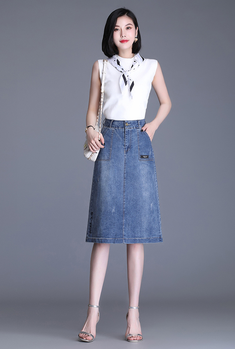 韩版包臀牛仔中长裙女2021春夏新款半身裙a字高腰修身显瘦一步裙